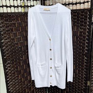 MICHAEL Michael Kors White Cardigan with Gold Buttons